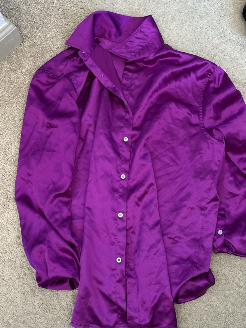 Silky Purple Button-Up Blouse